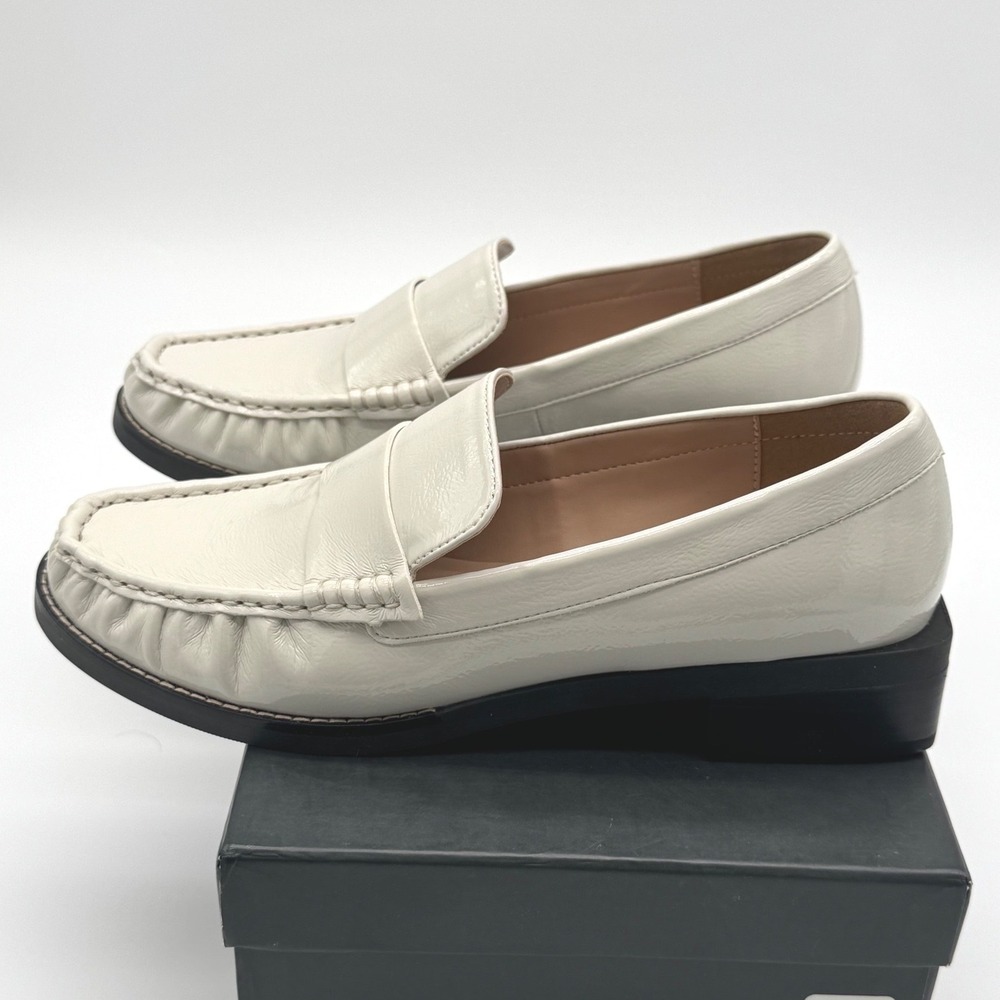 Silent D Lara Moc Toe Loafer Oat Milk Crinkle Patent Womens Size 40 NEW - Picture 7 of 10